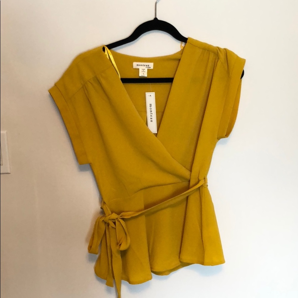 Mustard Wrap Blouse NWT